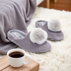 Szare pantofle damskie Natural Style NS-268 – lekkie kapcie domowe EVA KOMFORT