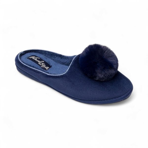Granatowe pantofle damskie Natural Style NS-268 – lekkie kapcie domowe EVA KOMFORT