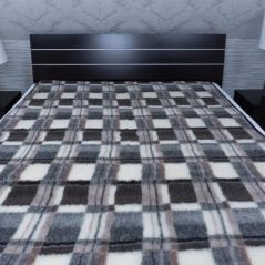 Koc wełniany krata brąz 160x200