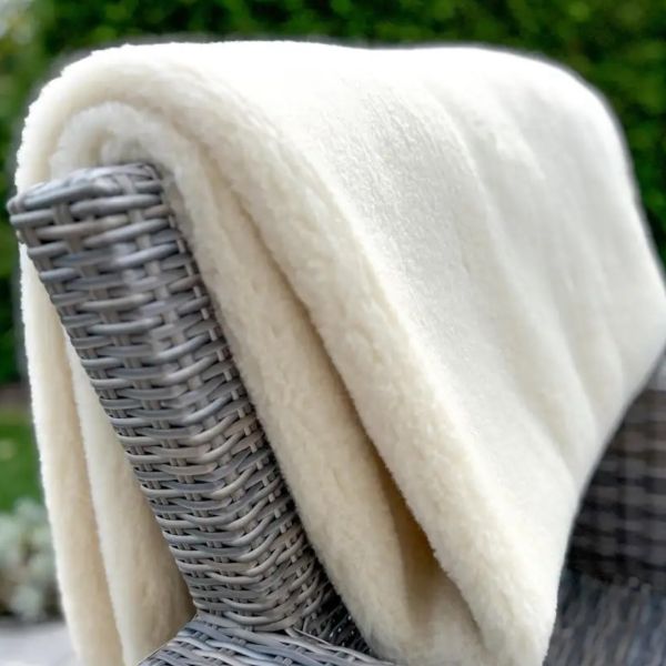 Koc wełniany ecru gładki 160 x200