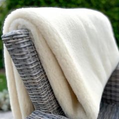 Koc wełniany ecru gładki 160 x200