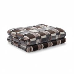 Koc wełniany krata brąz 160x200