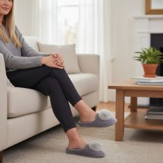 Szare pantofle damskie Natural Style NS-268 – lekkie kapcie domowe EVA KOMFORT