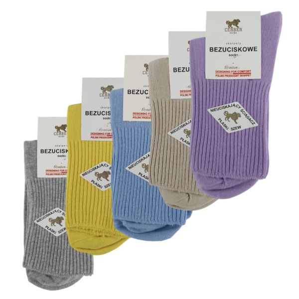 Skarpety bezuciskowe 5 par damskie – mix kolorów | wygodne, PREMIUM