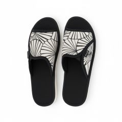 Pantofle damskie Natural Style NS-008 czarno-białe – lekkie kapcie bawełniane EVA