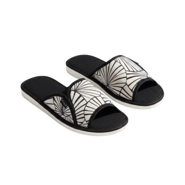 Pantofle damskie Natural Style NS-008 czarno-białe – lekkie kapcie bawełniane EVA