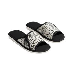 Pantofle damskie Natural Style NS-008 czarno-białe – lekkie kapcie bawełniane EVA