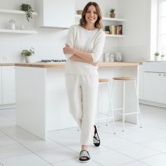 Pantofle damskie Natural Style NS-008 czarno-białe – lekkie kapcie bawełniane EVA