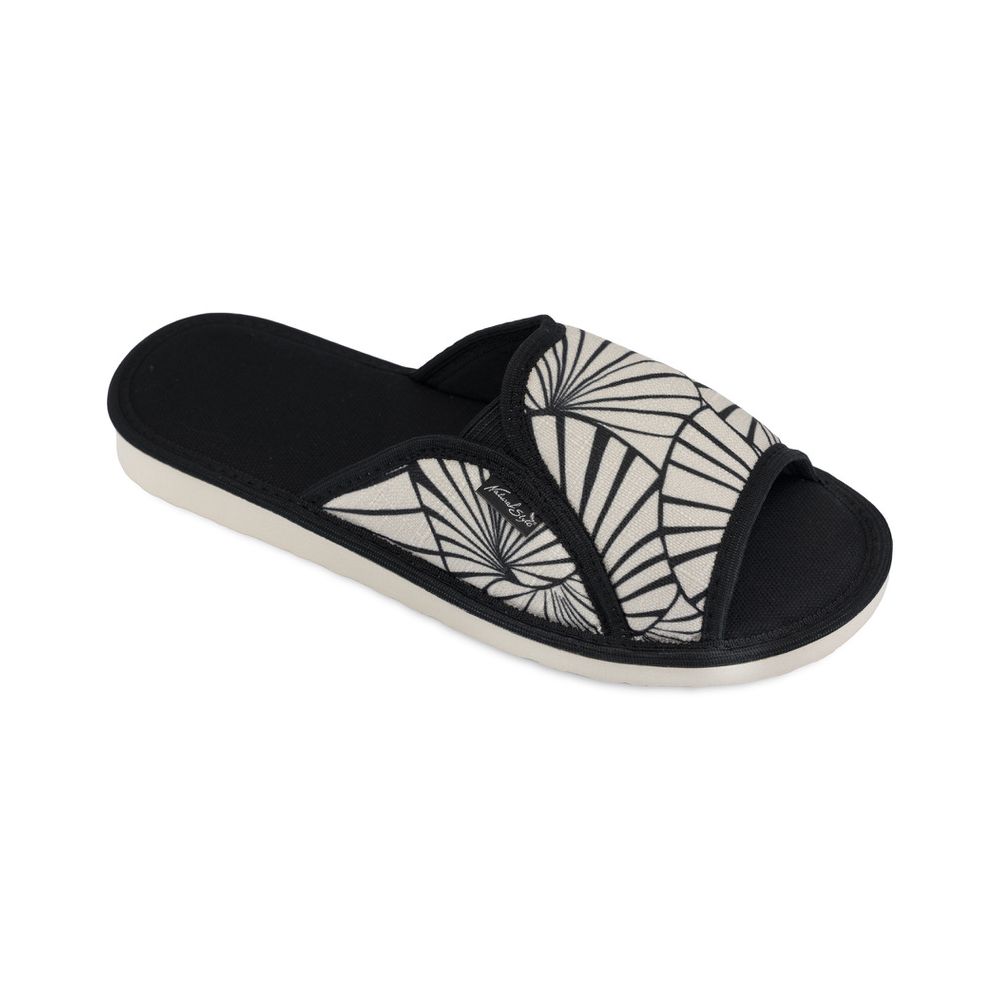 Pantofle damskie Natural Style NS-008 czarno-białe – lekkie kapcie bawełniane EVA