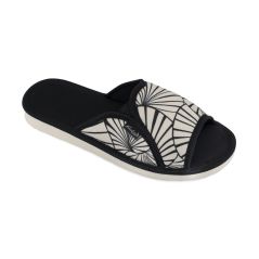 Pantofle damskie Natural Style NS-008 czarno-białe – lekkie kapcie bawełniane EVA