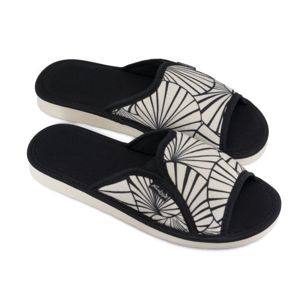 Pantofle damskie Natural Style NS-008 czarno-białe – lekkie kapcie bawełniane EVA