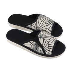 Pantofle damskie Natural Style NS-008 czarno-białe – lekkie kapcie bawełniane EVA