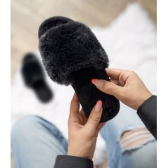 Pantofle damskie Natural Style NS-270 ocieplane futerkiem – ciepłe kapcie domowe EVA KOMFORT