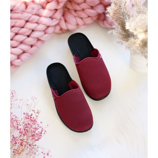 Style NS-709 bordowe – lekkie kapcie domowe PU