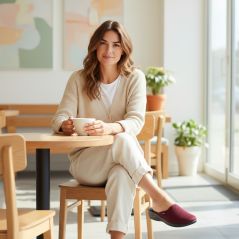 Style NS-709 bordowe – lekkie kapcie domowe PU