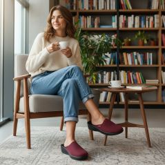 Style NS-709 bordowe – lekkie kapcie domowe PU
