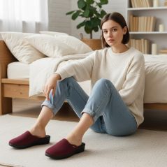 Style NS-709 bordowe – lekkie kapcie domowe PU