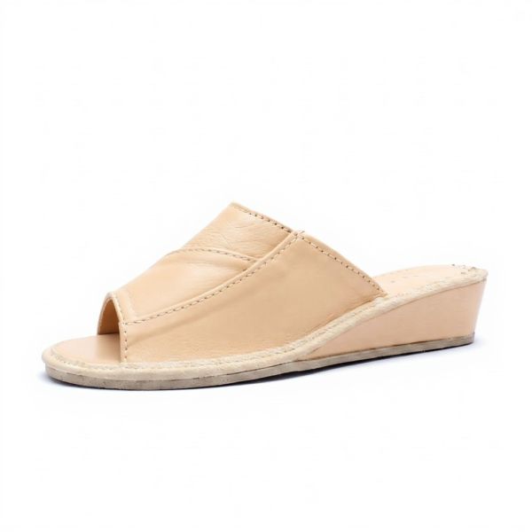 Luksusowe kapcie damskie beżowe skórzane – naturalna skóra Podhale komfort