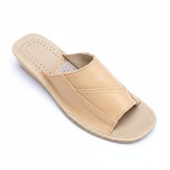 Luksusowe kapcie damskie beżowe skórzane – naturalna skóra Podhale komfort