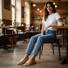 Luksusowe kapcie damskie beżowe skórzane – naturalna skóra Podhale komfort